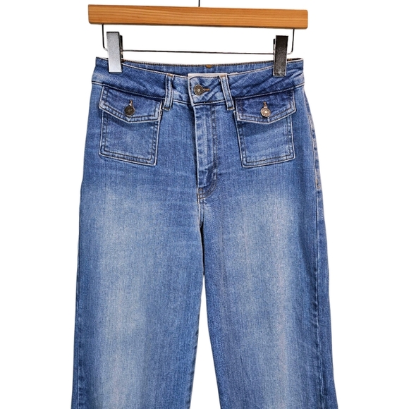 Subdued Womens Low Waist Wide Leg Jeans Sz 6 Light Wash Raw Hem Casual 90s Vibes - Picture 5 of 12